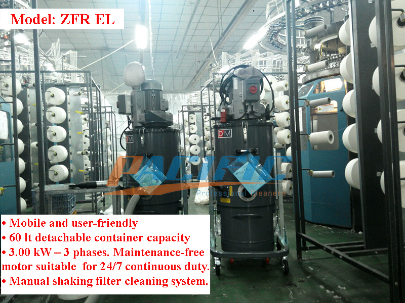 Industrial vacuum cleaners are used to vacuum cotton and fabric dust in the textile and garment industry.